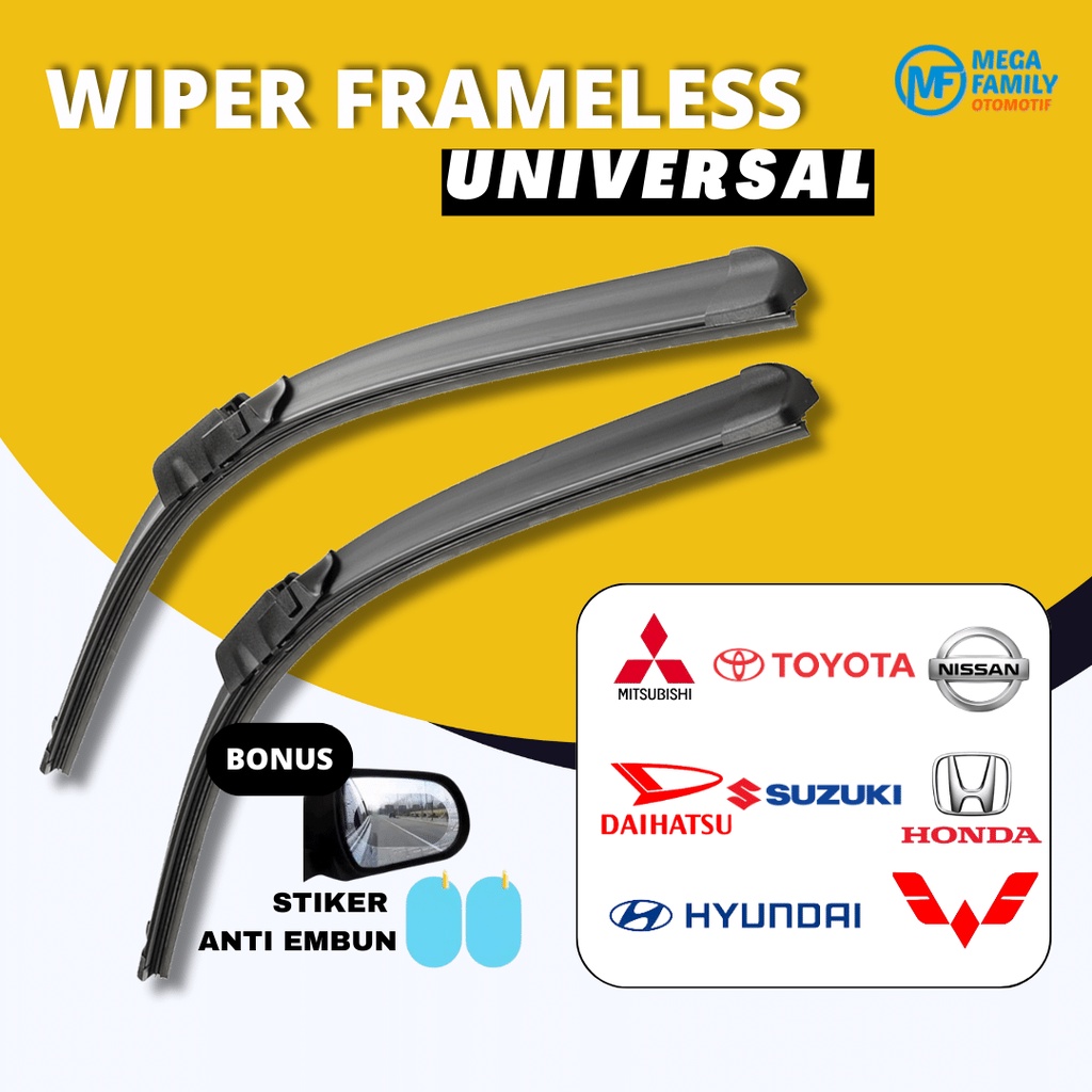 Jual Wiper Kaca Mobil Frameless Universal 1 Set (Kiri dan Kanan) Tanpa ...