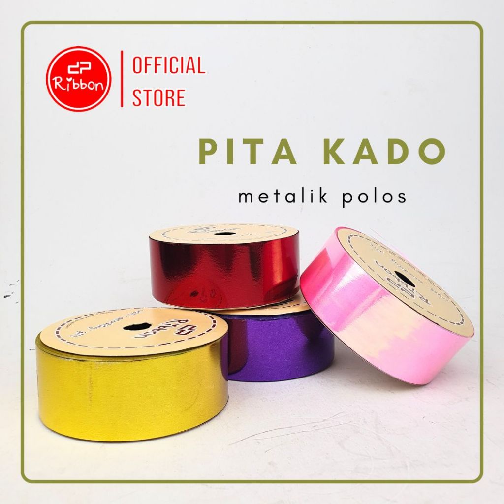 Jual Pita Kado Besar 1 5 Plastik Metalik Polos 4cm Pita Jepang 4 Cm