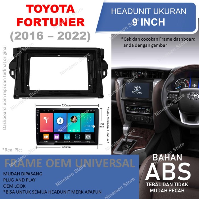 Jual Panel Frame Toyota Fortuner 2016 Up VRZ Untuk Headunit Android 9 ...
