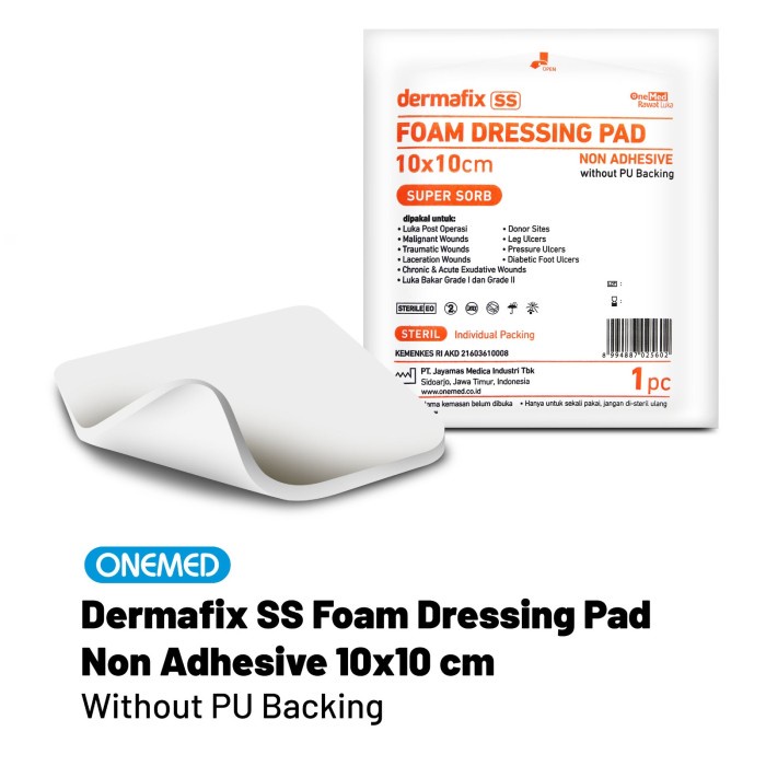 Jual Dermafix SS Foam Dressing Pad Without PU Backing 10 x 10cm OneMed ...