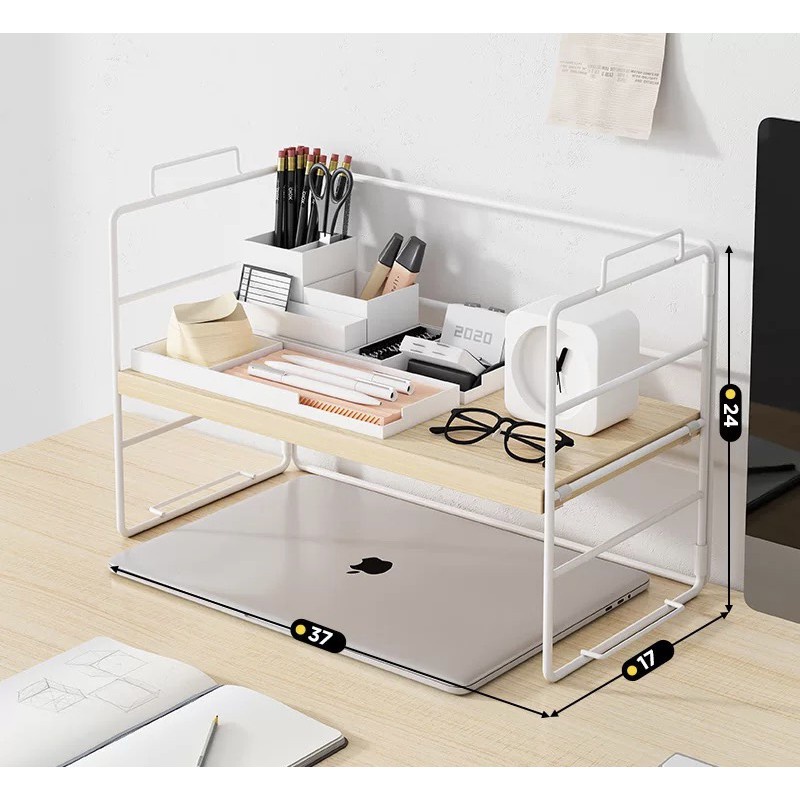 Jual Rak Buku / Laptop Organizer / Rak Kayu Besi Susun Minimalis Kuat ...
