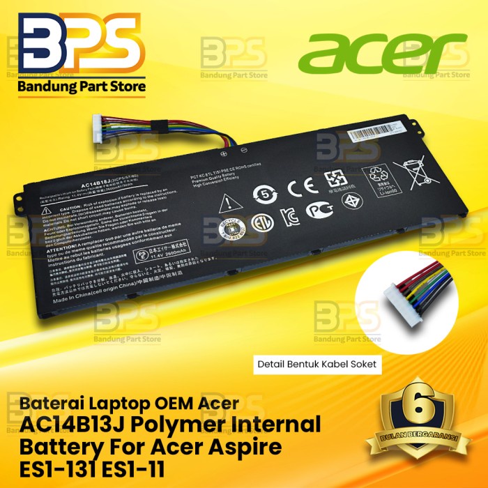 Batteria Per Laptop Acer Aspire E11, E3-112, Serie B115, 36.7Wh, 4 Celle, AC14B18J, AC14B13J