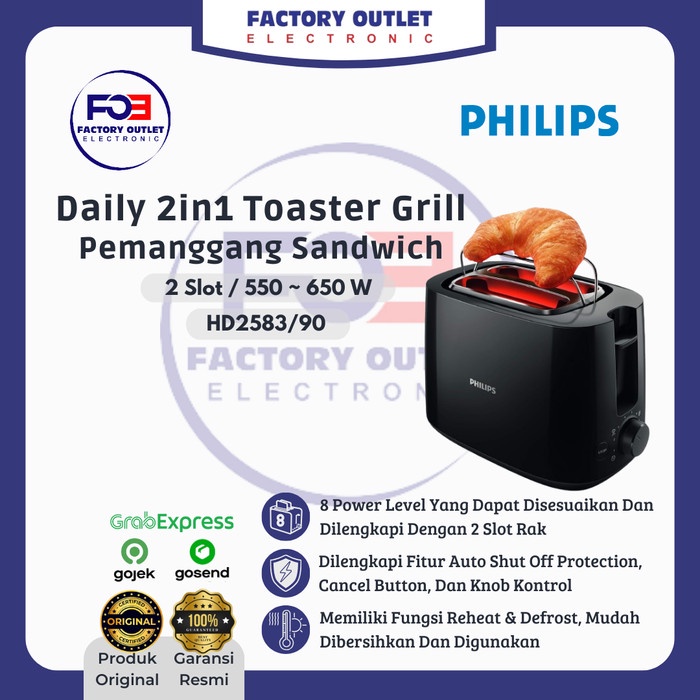 Jual PHILIPS HD2583/90 Daily 2 in 1 Toaster Grill Pemanggang Roti