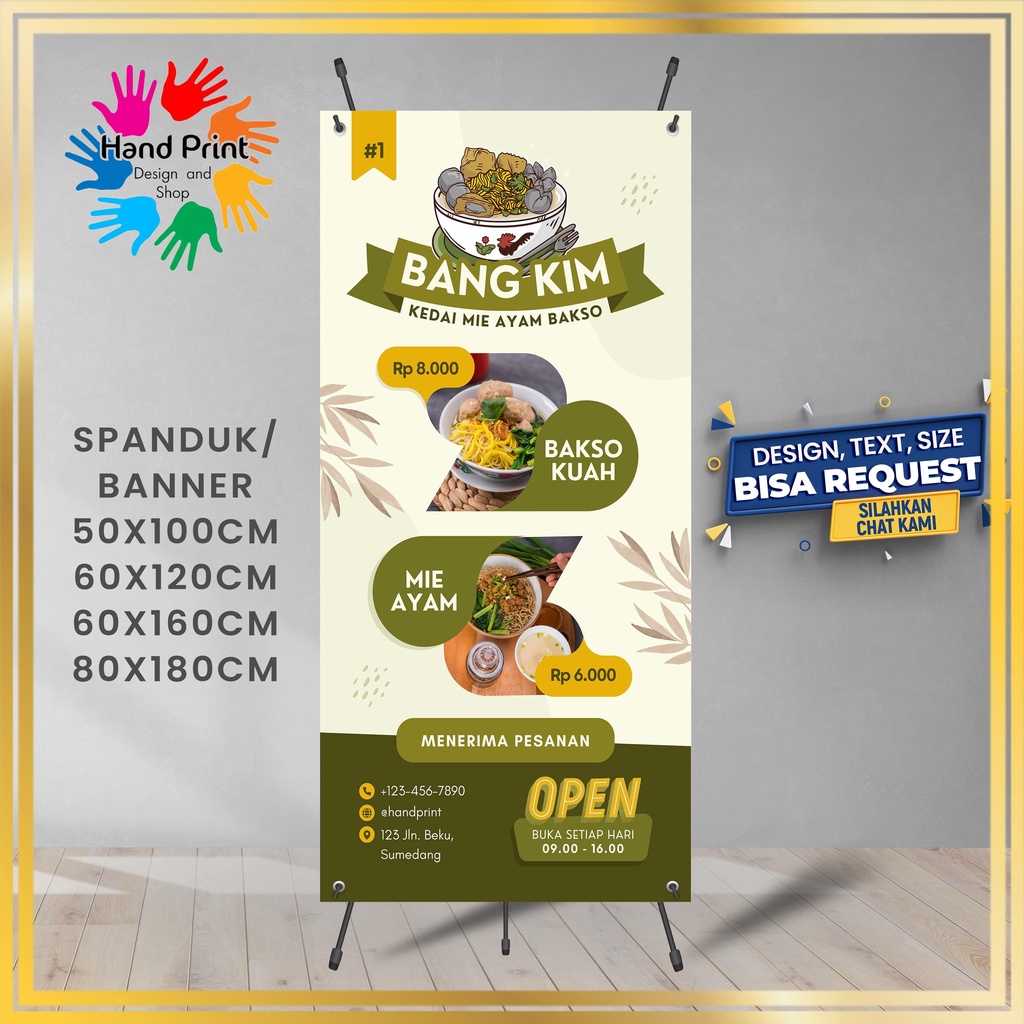 Jual Spanduk Banner Mie Ayam Mie Bakso Pangsit 60x160 Cm Cocok Luar