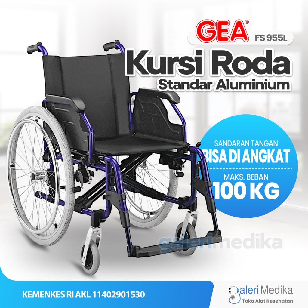 Jual Kursi Roda Aluminium Gea Fs L Fs L Fs L Ketinggian Duduk Dapat Diatur