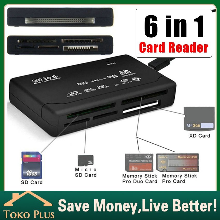 Jual 6in1 Multi Card Reader SD / XD / MMC / MS / CF / SDHC / TF / Micro ...
