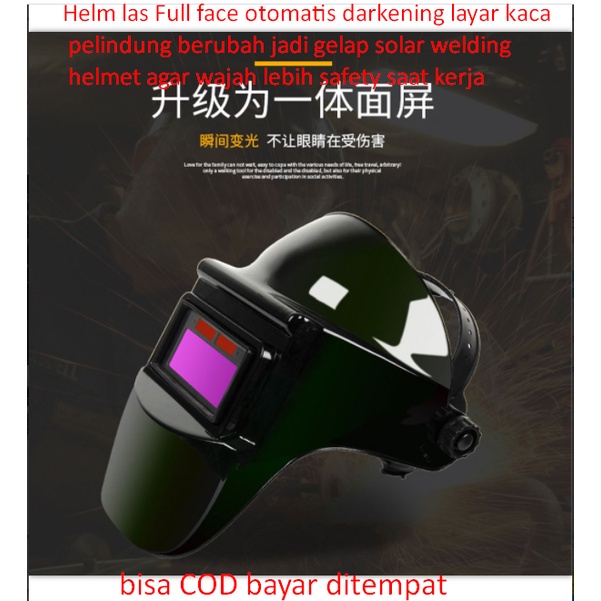 Jual Helm Las Full Face Otomatis Darkening Layar Kaca Pelindung Berubah Jadi Gelap Solar Welding