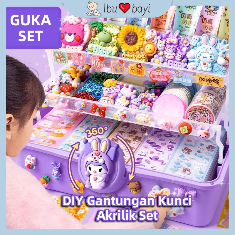 Jual Pcs Diy Guka Set Gantungan Kunci Akrilik Cream Diy Keychain Set