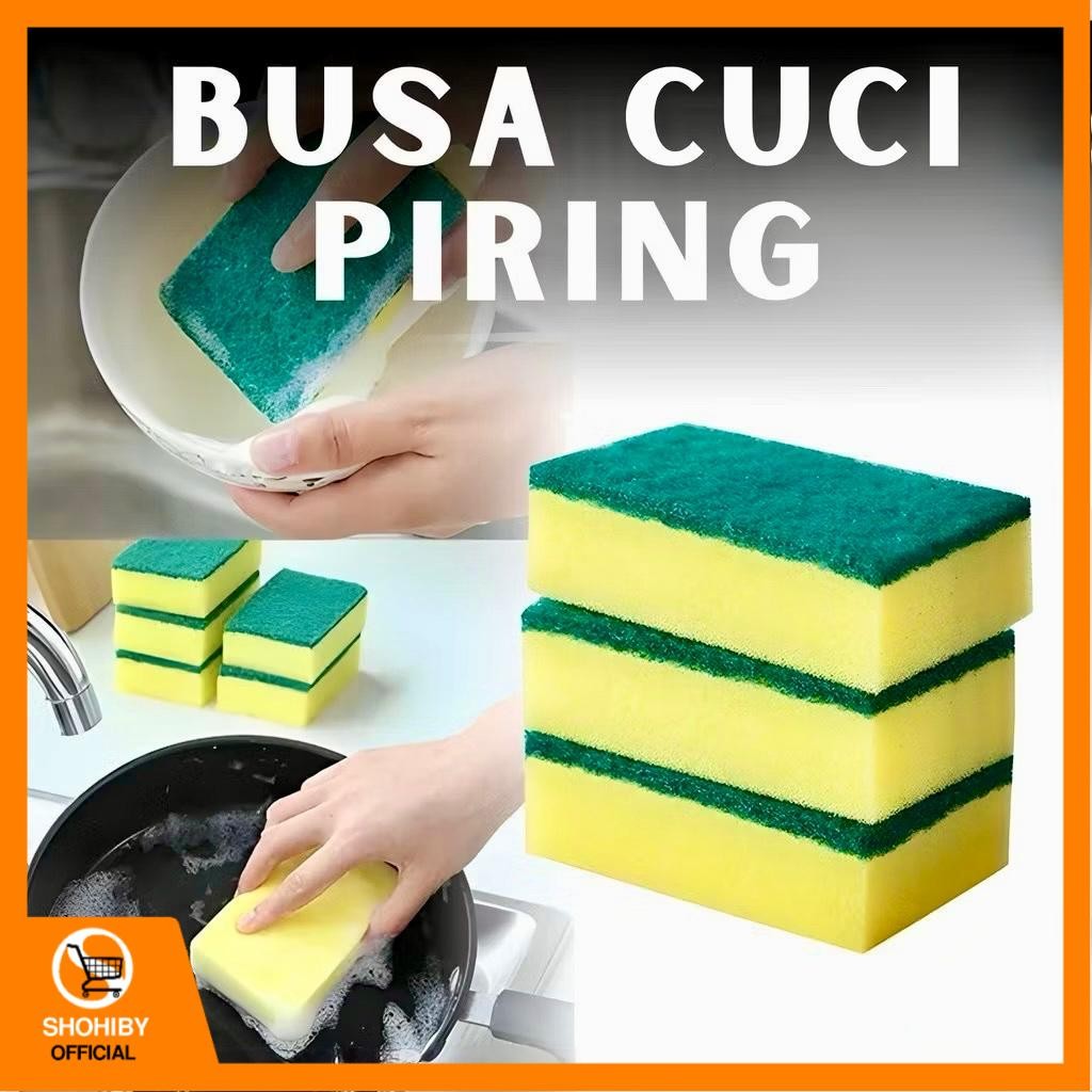 Jual SHB SPN Busa Cuci Piring Sponge Kuning Sabut Hijau Spons ...