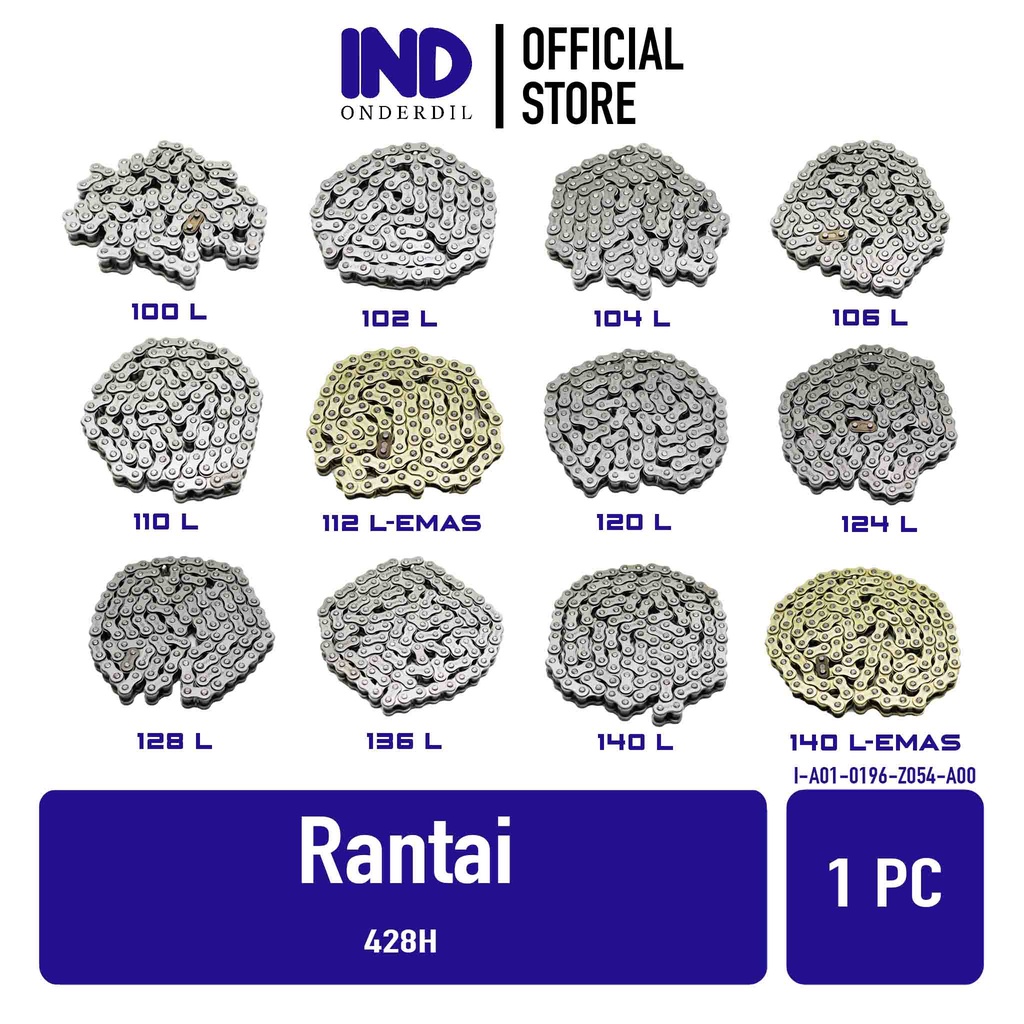 Jual IND Onderdil Rantai Roda Motor 428H 100L 102L 104L 106L 108L 110L ...