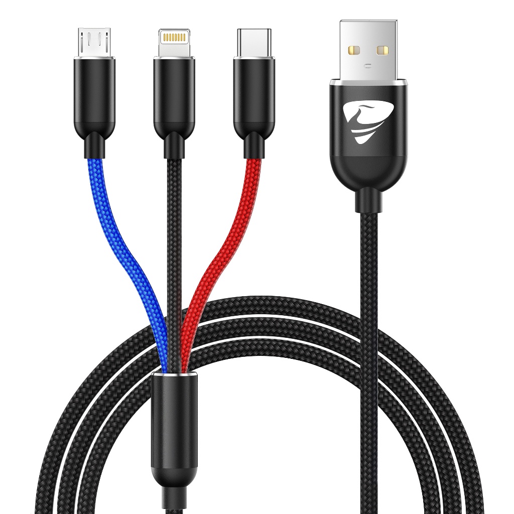 Jual 3in1 Fast Charging Kabel Date 3A Type C Micro USB Lighting 1.2M ...