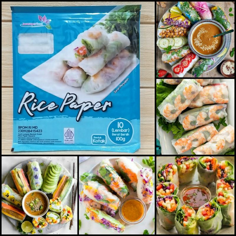 Jual MURAH Rice Paper Bentuk Kotak isi 10 & 20lembar HALAL / Banh Trang ...