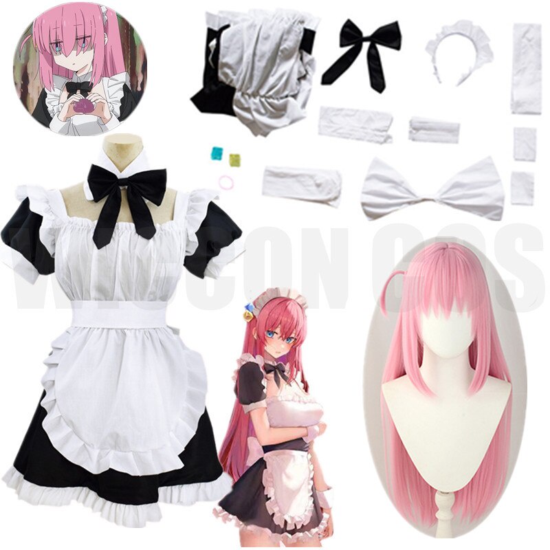Jual PREORDER Gotou Hitori Cosplay Anime Bocchi The Rock 3XL Cute Maid 