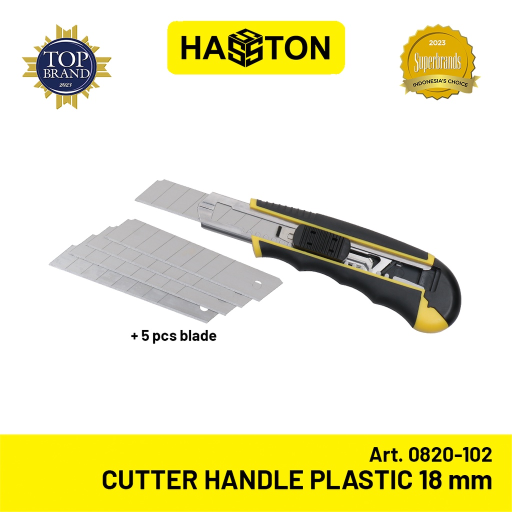 Jual Hasston Pisau Cutter Handle Plastik 18mm+5 Pcs Blade (0820-102 ...