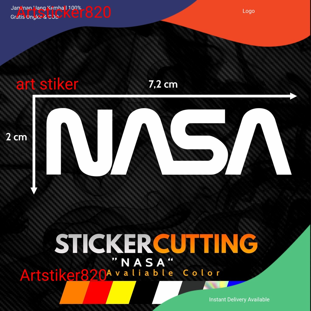 Jual STICKER STIKER CUTTING LOGO NASA STICKER MOTOR MOBIL HELM ...