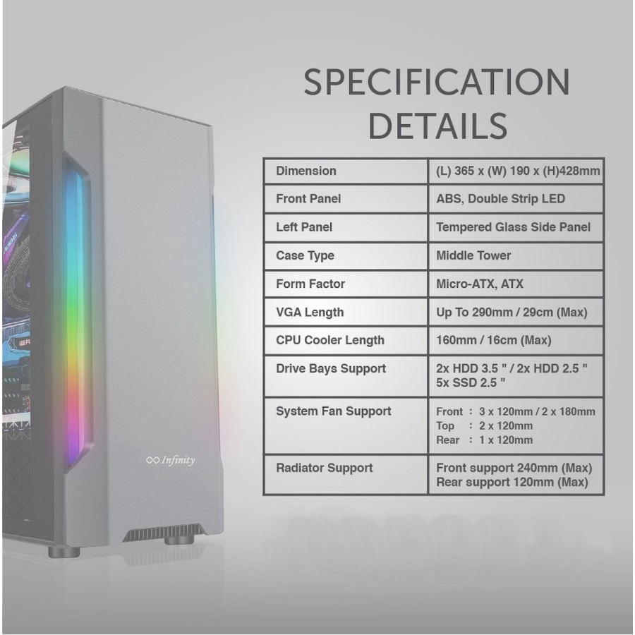 Jual CASING GAMING INFINITY FLASH V2 PLUS 1 FAN RGB | Shopee Indonesia