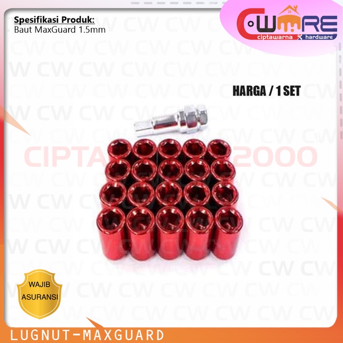 Jual Lugnut MaxGuard 1.5 mm Red Lug Nut Baut Roda Max Guard Merah CwnS ...