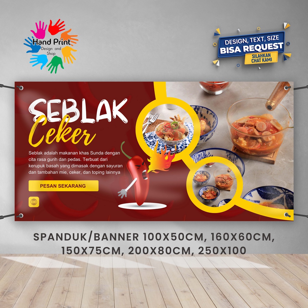 Jual Spanduk Banner Seblak Jajanan Angkringan Pedas Seafood Restoran