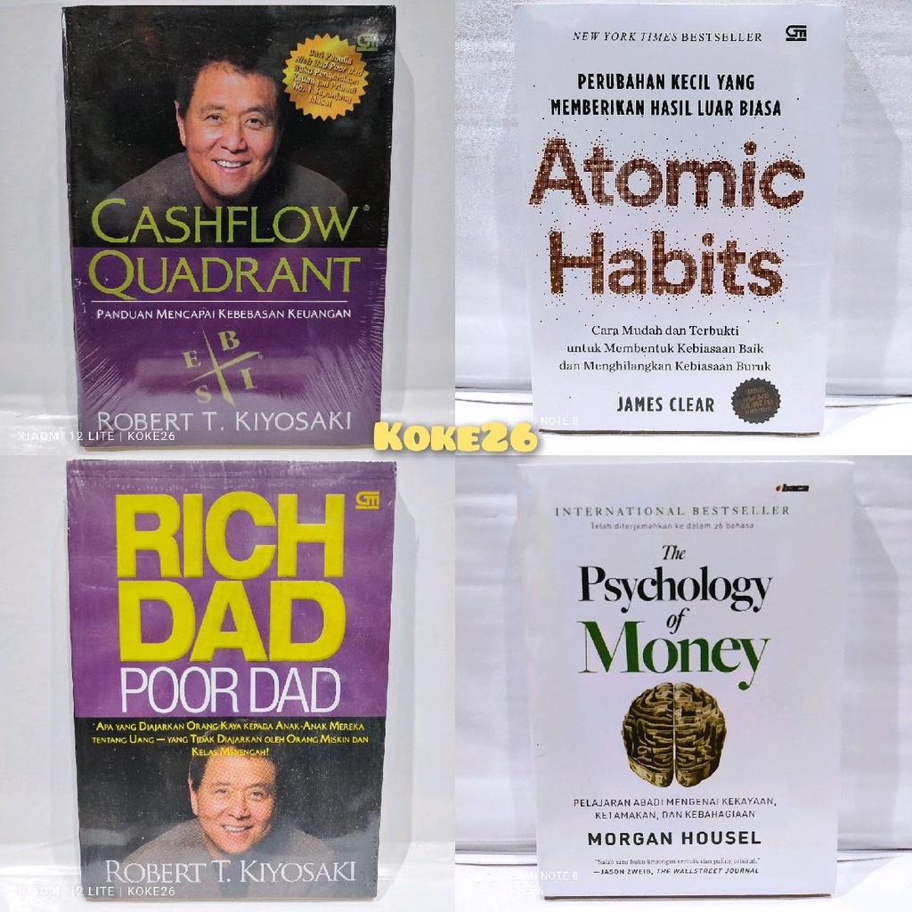 Jual Paket 4 Buku Motivasi Atomic Habits Rich Dad Poor Dad The