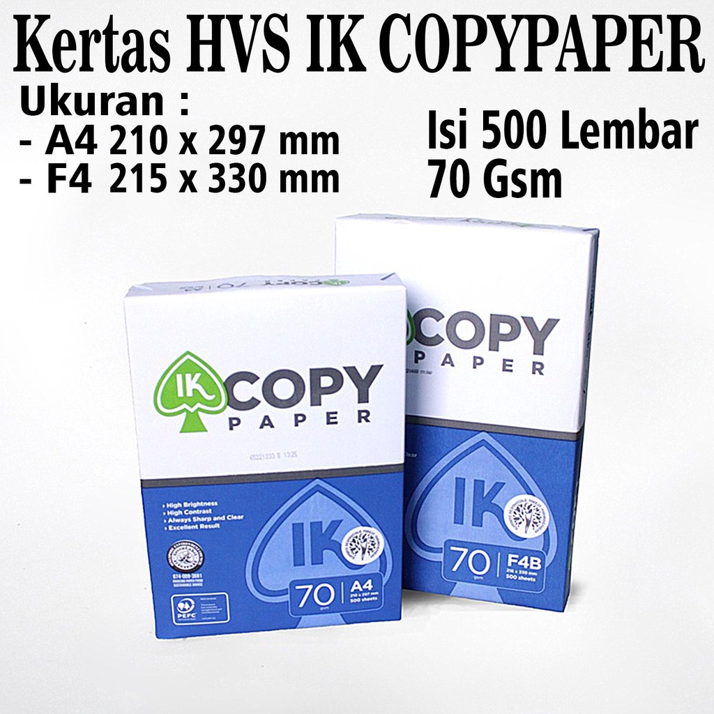 Jual Kertas Hvs A4 Kertas Hvs F4 70gsm Ik Copypaper Kertas Fotocopy