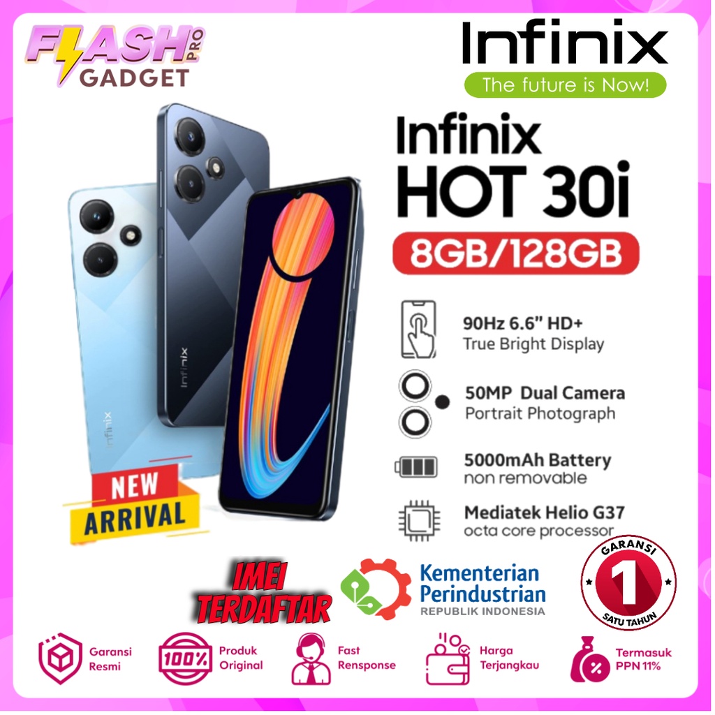 Jual Infinix Hot 30i 30 i 8/128GB RAM 8GB ROM 128GB - GLACIER BLUE ...