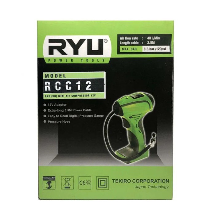Jual RYU Pompa Mini Air RCC12 Angin Compressor 12V Kompresor Ban RCC 12 ...
