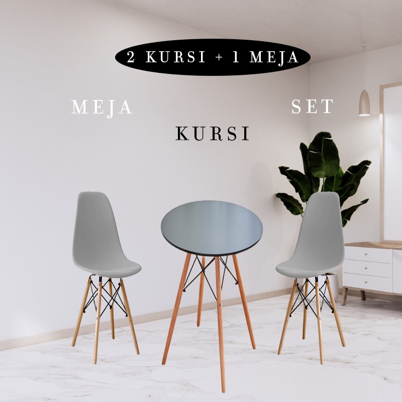 Jual Satu Set Meja Dan Kursi Cafe Satu Set Meja Kursi Multi Tempat Bahan Kayu Solid Dual Chairs