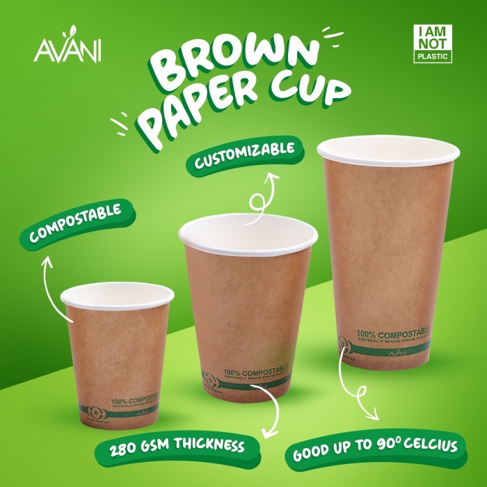 Jual Paper Cup Coklat 8 oz, Gelas Ramah Lingkungan Tahan Panas - Avani ...