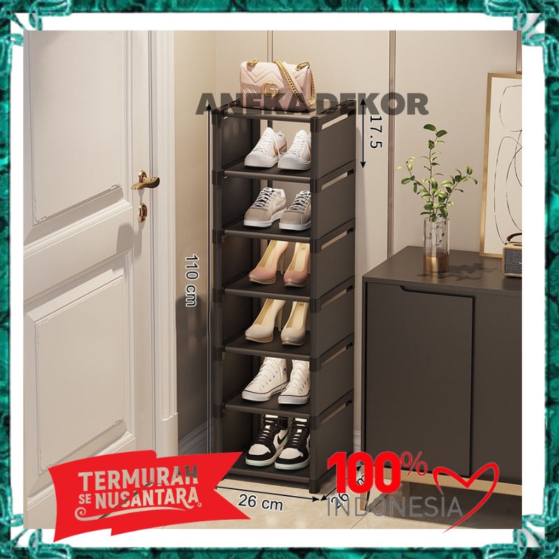 Jual Rak Tempat Simpan Penyimpanan Rack Sepatu Dan Sandal 4 Susun Hitam ...