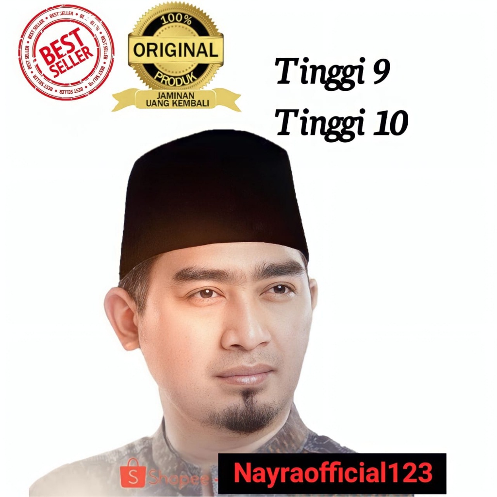 Jual songkok hitam tinggi 9/10 cm, premium Langsung Dari Produsen ...