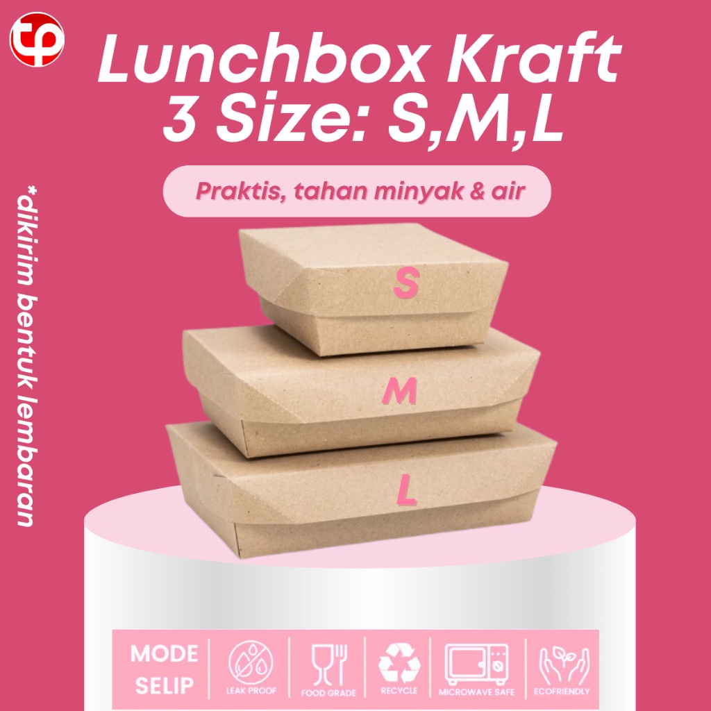 Jual (GROSIR) LUNCHBOX KRAFT LAMINASI UKURAN S M L 290GSM LUNCH BOX