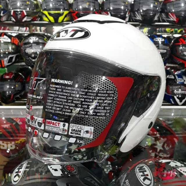 Jual Helm KYT Kyoto R Solid Polos Putih White Glossy Half Face Single