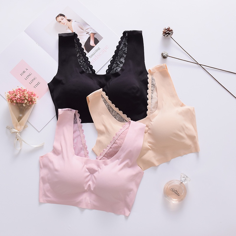 Jual [COD] Bra wanita seamless dengan model brukat dipunggung cup bra ...