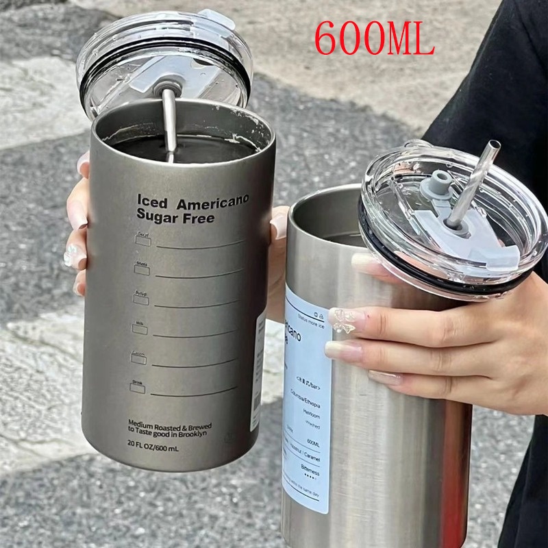 Jual Cangkir Tumbler Kopi Stainless Steel Aesthetic Mug Vacuum Flask 600ml Termos Insulated Mug 7268