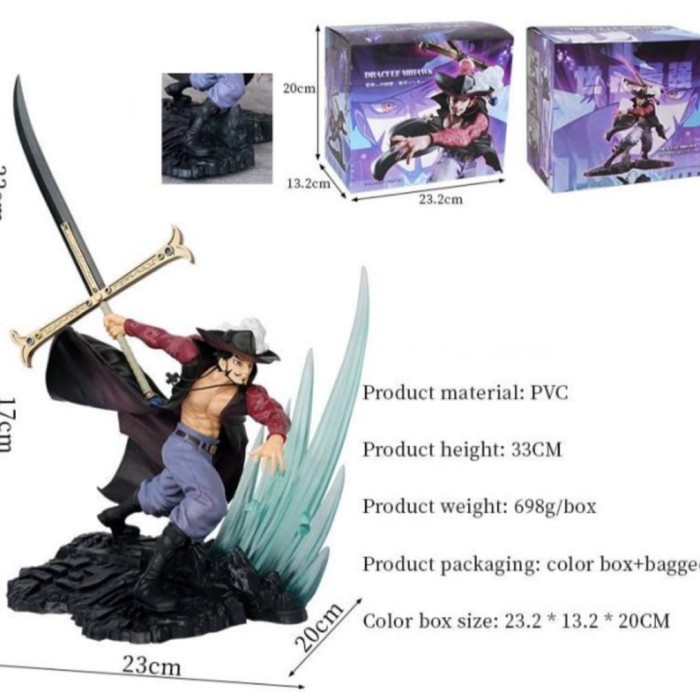Figure One Piece Luffy Dracule Mihawk - Statue PVC 15cm, Collection Ou Décoration