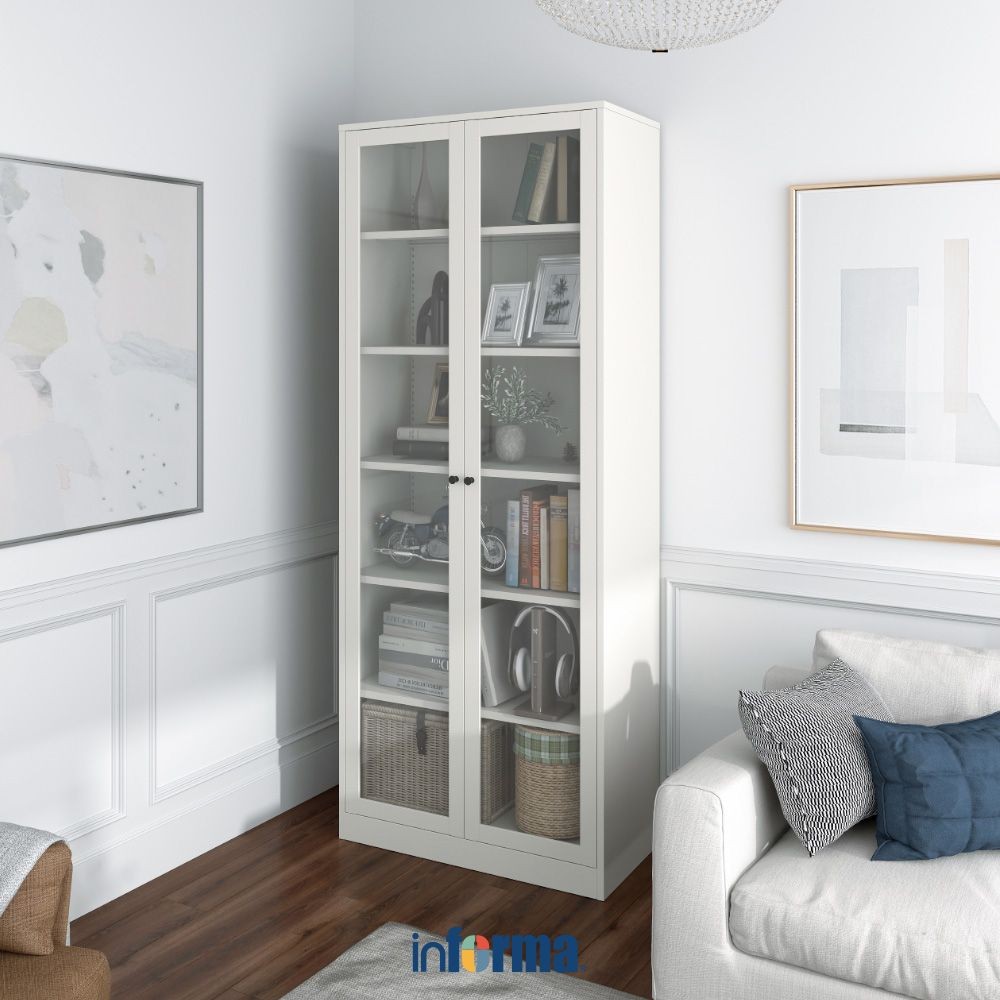 Jual Informa Logan Rak Buku Pintu Kaca - Putih Bookshelf Books Storage ...