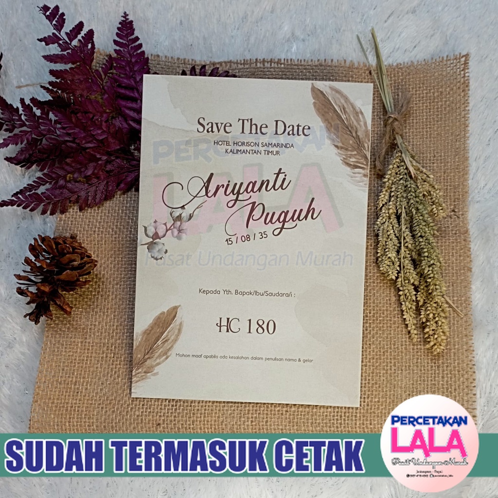 Jual Cetak Undangan Pernikahan Desain Aesthetic Rustic Elegant Kode HC