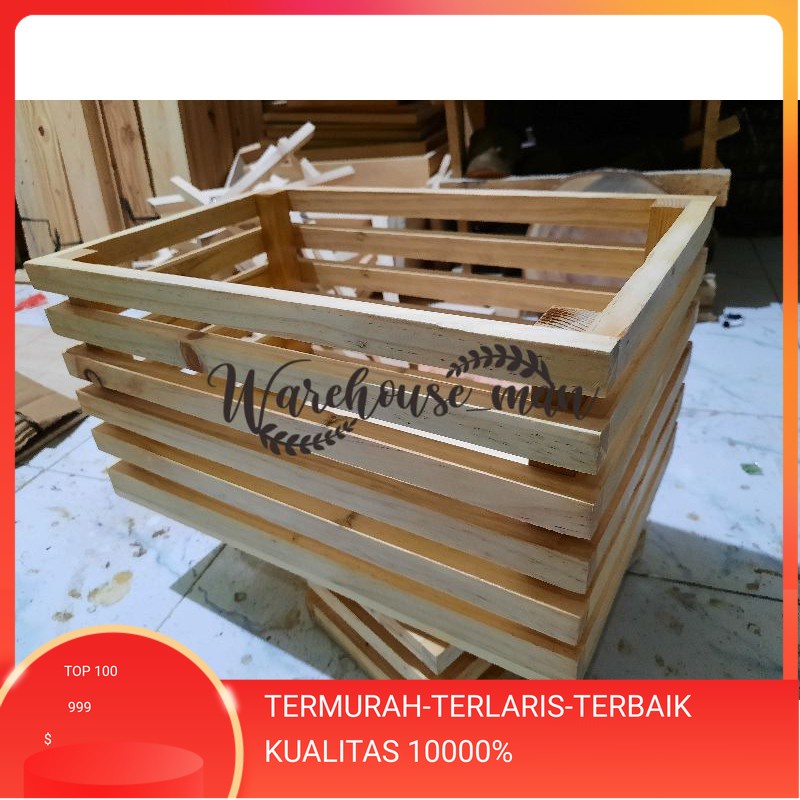 Jual wooden crate / krat kayu / kotak kayu rustic 40 x 25 x 20 /wooden
