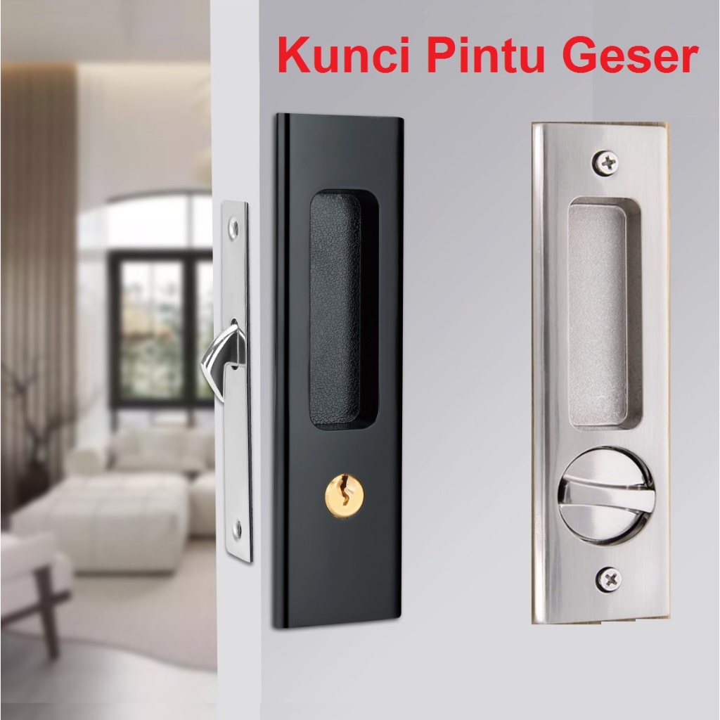 Jual Kunci Pintu Sliding Geser Set Handle Paduan Seng Invisible Door Lock Latch Tertanam Pintu