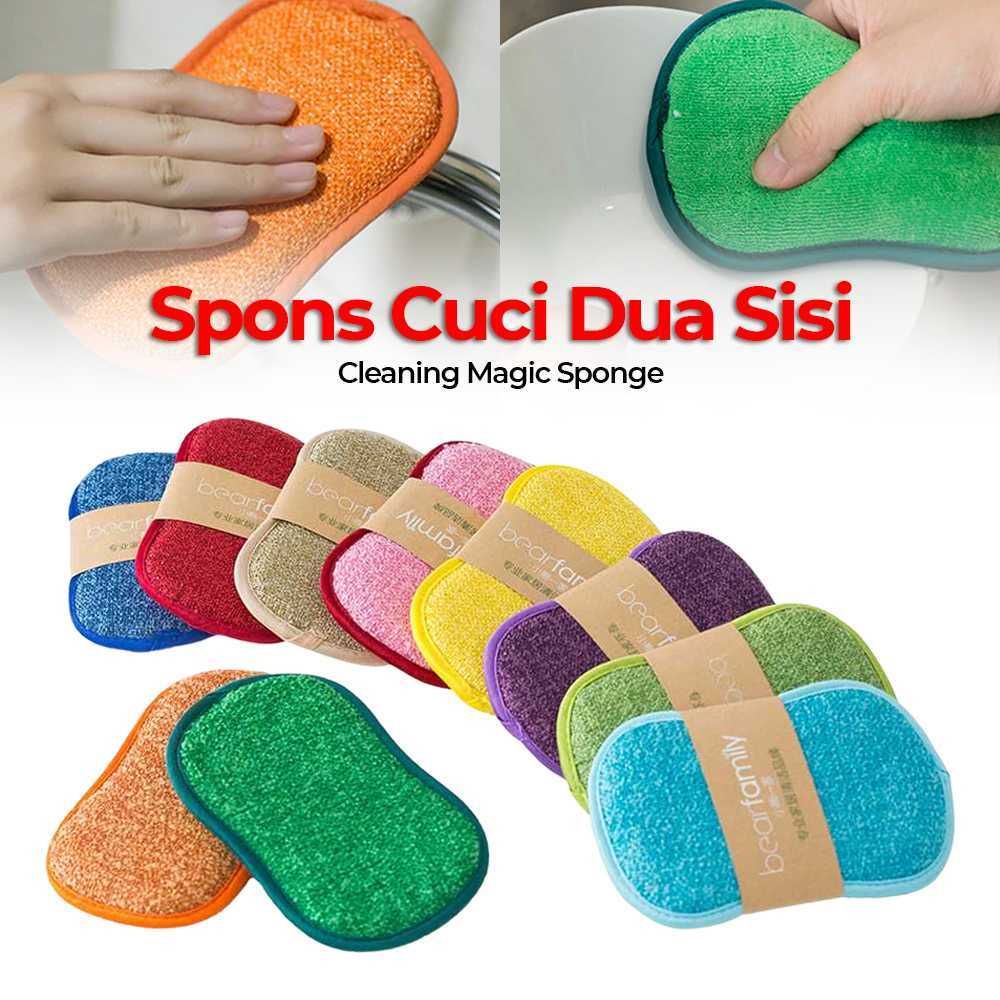 Jual APEN 1PCS Spons Cuci Dua Sisi Cleaning Magic Sponge Piring ...