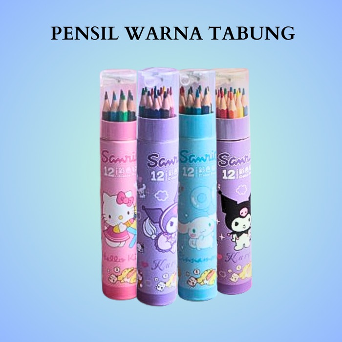 Jual Pensil Warna Tabung Karakter Sanrio Serutan 12 Warna Shopee