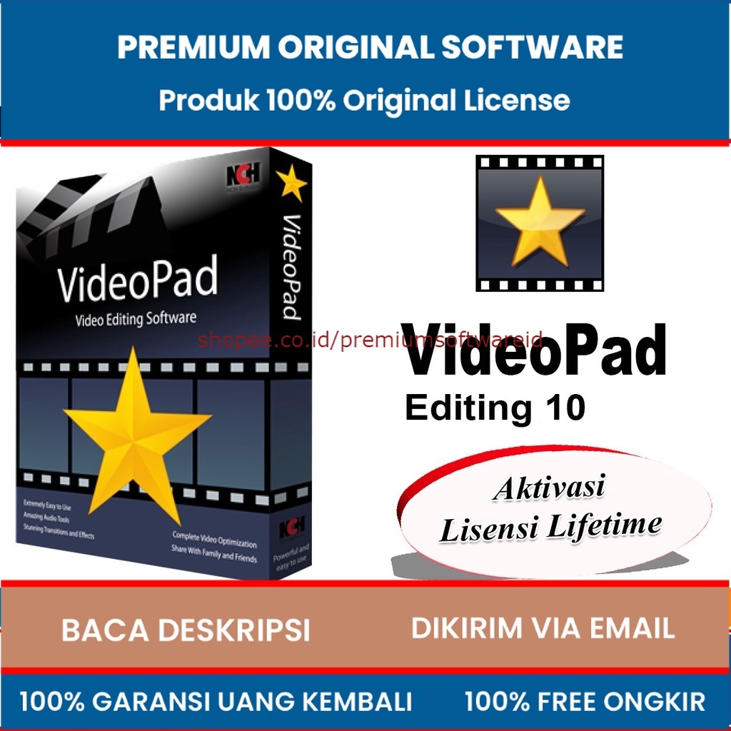 Jual [Lifetime] NCH VideoPad Video Editor Profesional 10+ Terbaru Full