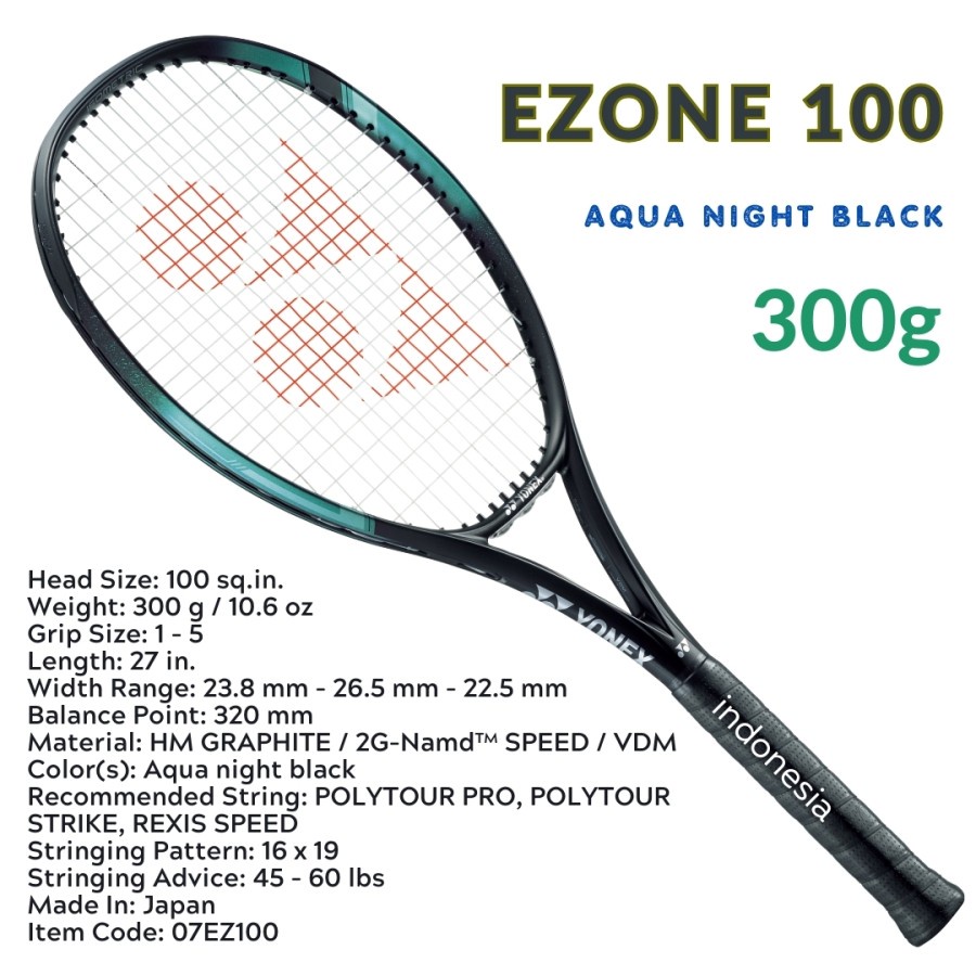 Jual Yonex EZONE 100 300g Aqua night black racket tennis GRIP