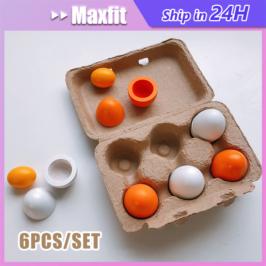 Jual 6Pcs/Set Mainan Anak Telur Kayu Masak Masakan Mainan Telur Ayam ...