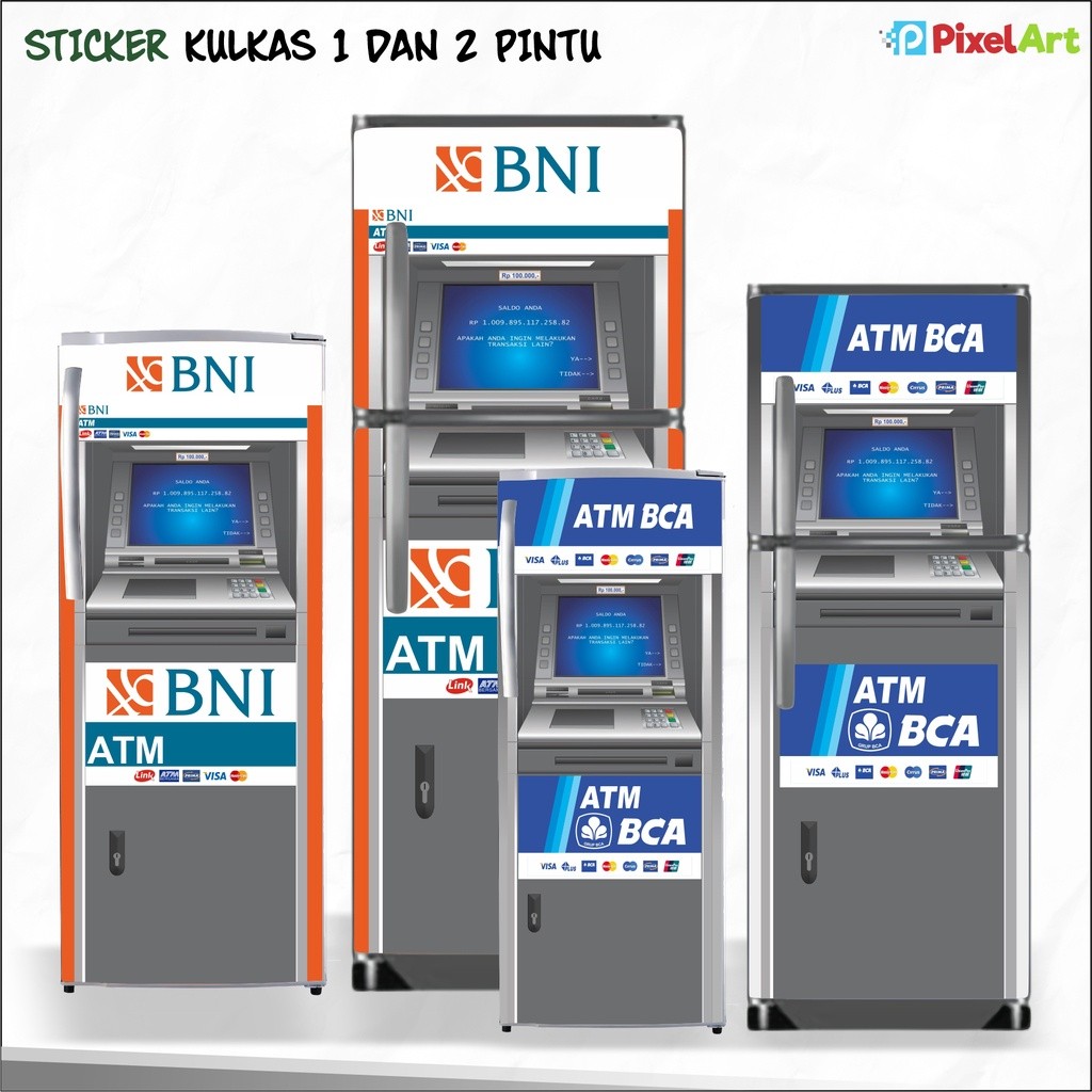Jual STIKER KULKAS MOTIF ATM BANK PLUS ANTI GORES | Shopee Indonesia