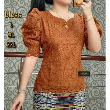DF Blus Katun Bangkok Premium Pearl Desain Bolong Elegan