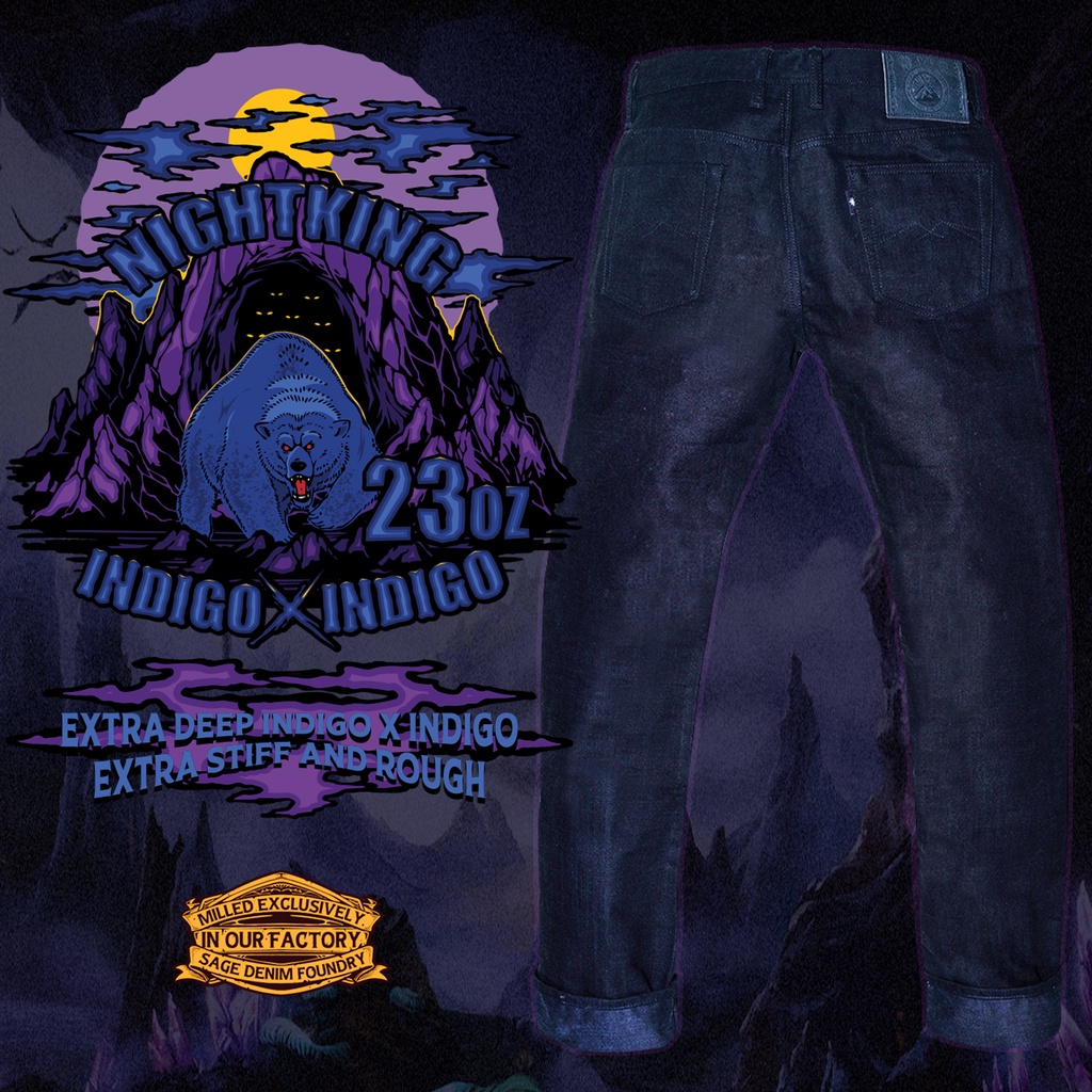 Jual Sage Nightking 23oz Unsanforized Indigo x Indigo Selvedge Denim