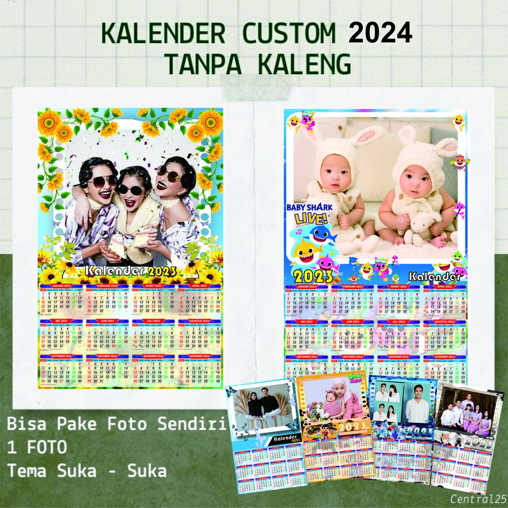 Jual Kalender Foto Custom 2024 Lengkap Masehi Hijriyah Jawa Satu Foto Sendiri Idol Tanpa Kaleng 1188