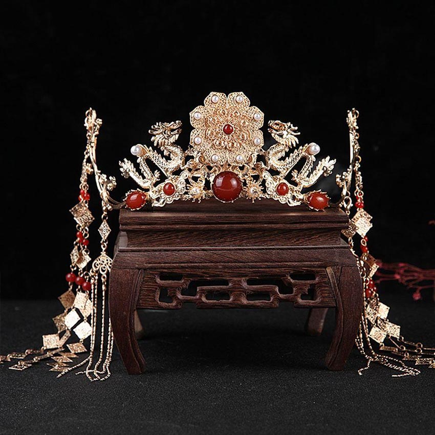 Jual Mahkota China Hairpiece Rumbai Aksesoris Rambut Tiara Sangjit ...