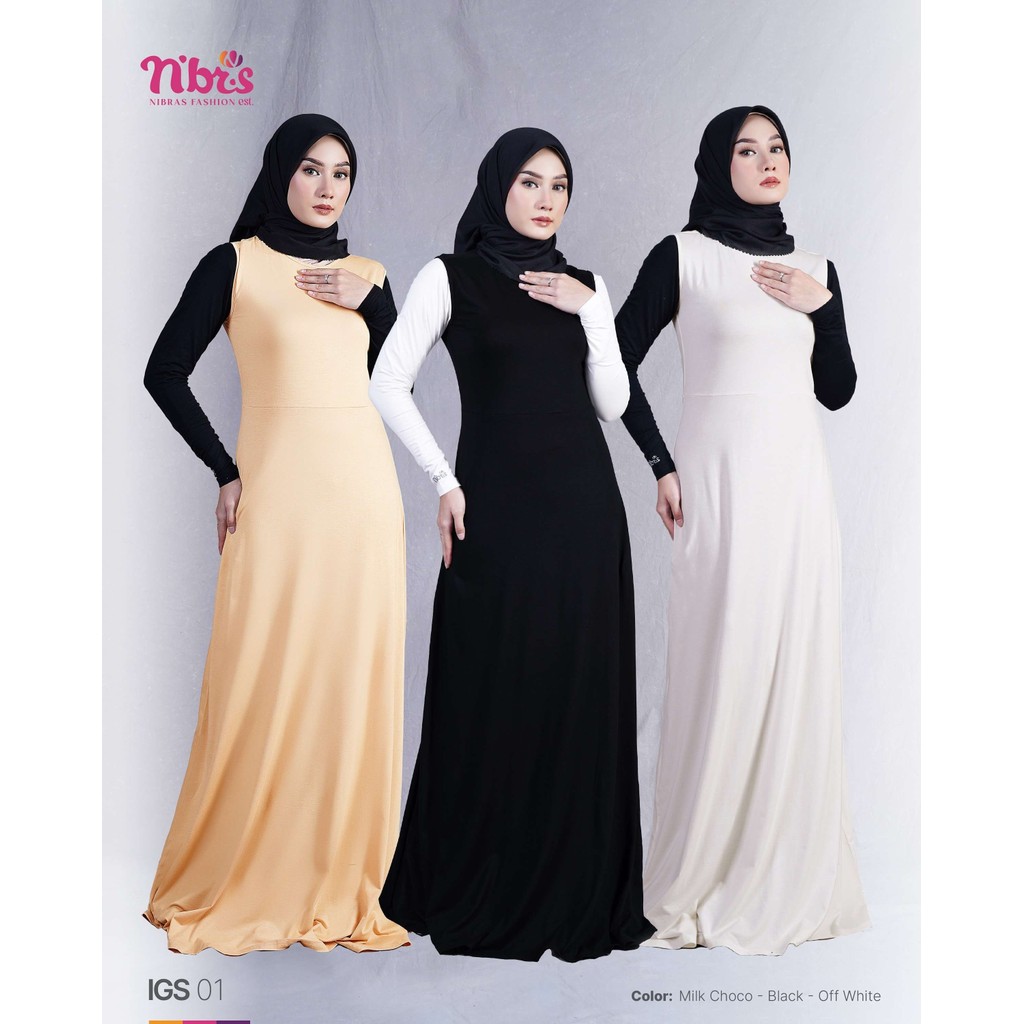 Jual Nibras IGS 01 Inner Gamis Polos Milk Choco Black Off White Bahan ...